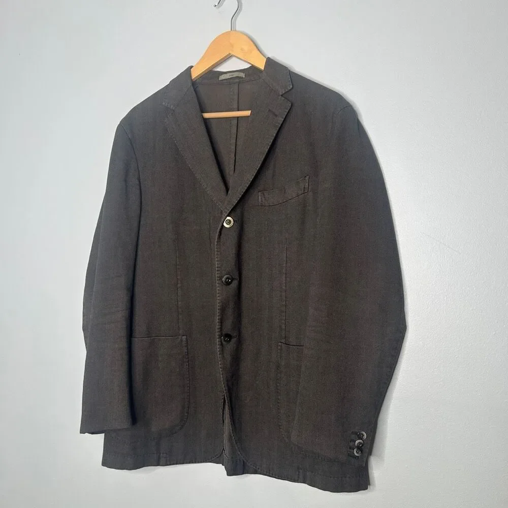 Boglioli Milano COAT Jacket EU52 Herringbone Cotton Blazer